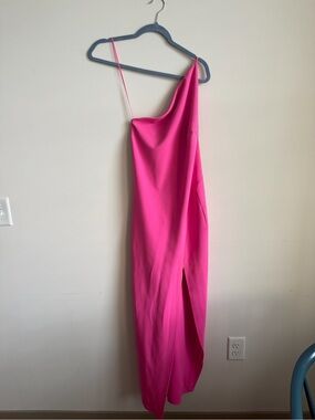 Solace London One-Shoulder Hot Pink Maxi Dress